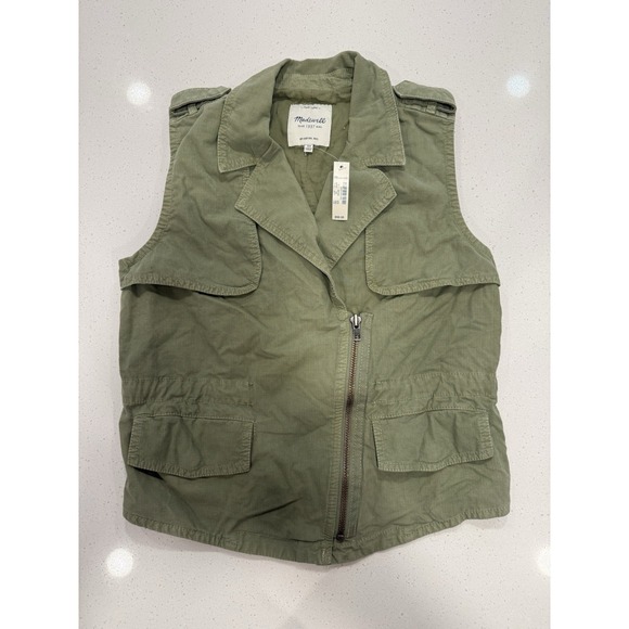 Madewell Jackets & Blazers - Madewell Green Modern Safari Utility Vest Women's XS Asymmetrical A5049